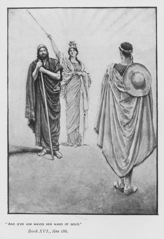 Ilustracja do Odysei Homera Papieża (lito) autorstwa Walter Paget