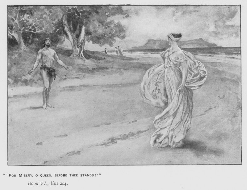 Ilustracja do Papieskiej Odysei Homera (lito) autorstwa Walter Paget