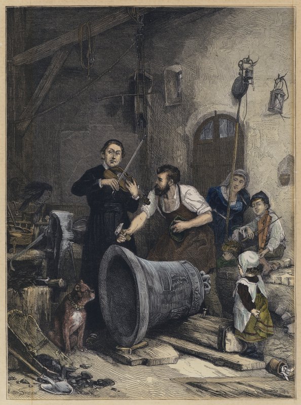 Toning of the Bell (kolorowy grawerunek) autorstwa Walter Shirlaw