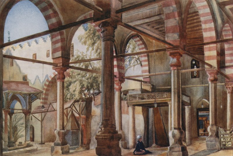 Wnętrze meczetu Shakhoun, Kair autorstwa Walter Spencer Stanhope Tyrwhitt