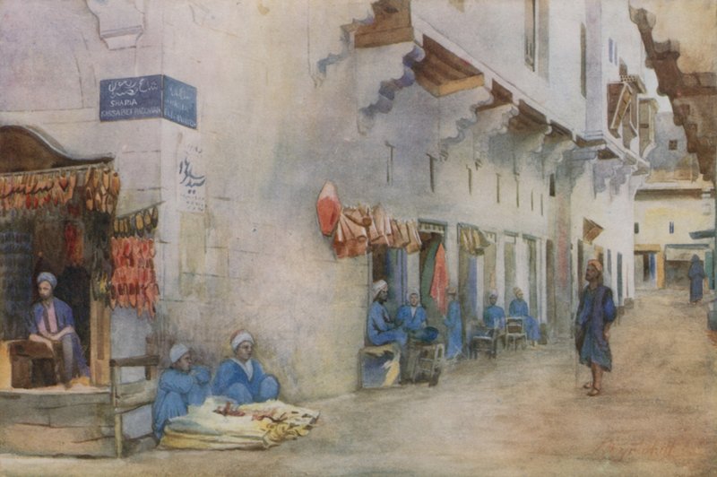 Sharia-el-Kerabiyeh, czyli ulica przewoźników wody, Kair autorstwa Walter Spencer Stanhope Tyrwhitt