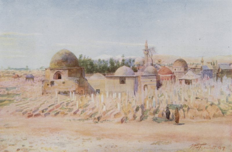 Cmentarz muzułmański i widok na górę Hermon, Damaszek autorstwa Walter Spencer Stanhope Tyrwhitt