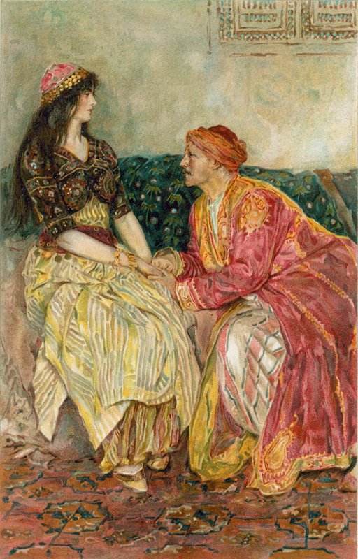 The Arabian Nights: Księżniczka wyjaśniła wszystko, co jej się przydarzyło autorstwa Walter Stanley Paget