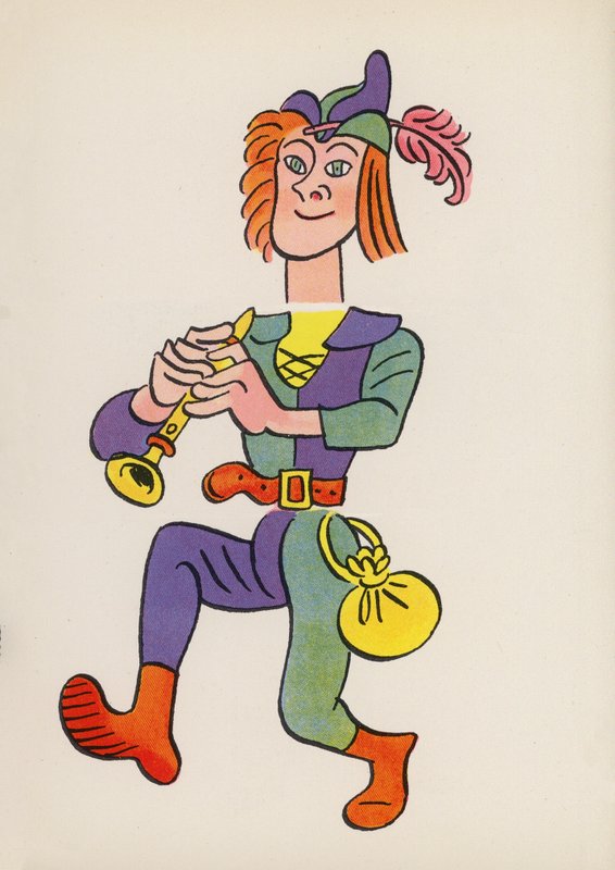 Figurki z książek dla dzieci: Pied Piper (kolorowa litografia) autorstwa Walter Trier