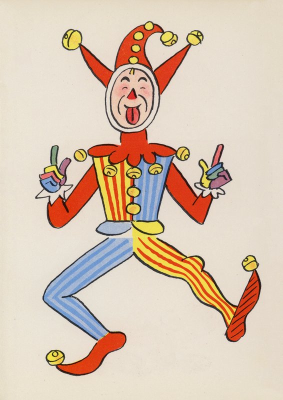 Figurki z książek dla dzieci: Till the Jester (kolorowa litografia) autorstwa Walter Trier