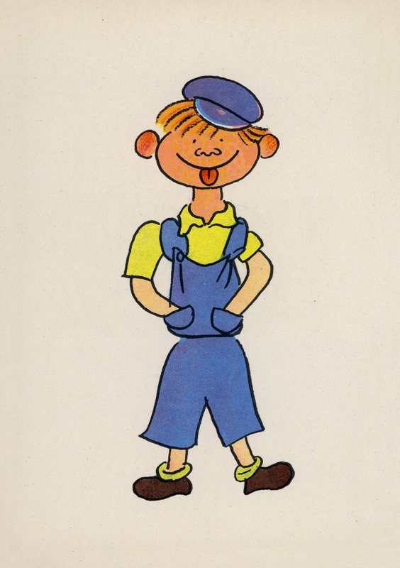 Jeden z szalonych ludzi Waltera Triera (kolorowa litografia) autorstwa Walter Trier