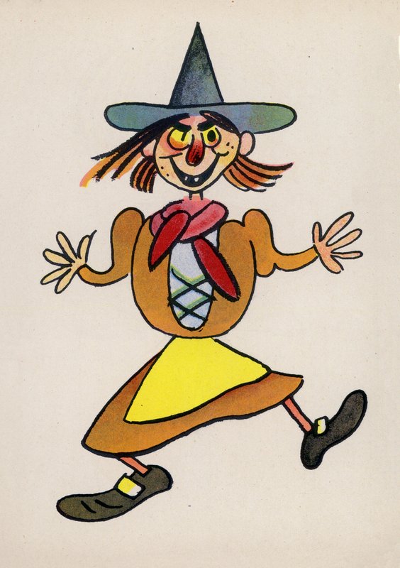 Jeden z szalonych ludzi Waltera Triera (kolorowa litografia) autorstwa Walter Trier