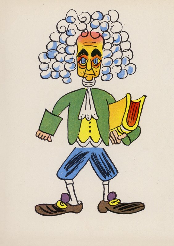Jeden z szalonych ludzi Waltera Triera (kolorowa litografia) autorstwa Walter Trier
