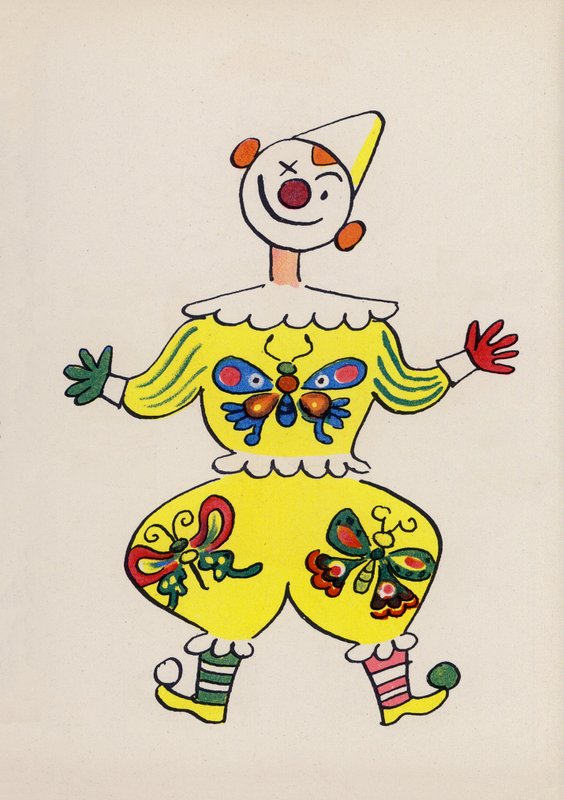 Jeden z szalonych ludzi Waltera Triera (kolorowa litografia) autorstwa Walter Trier