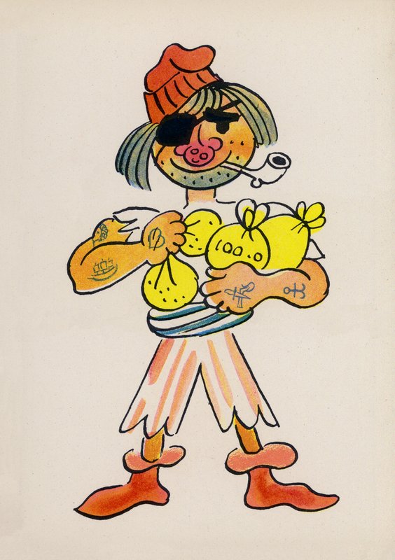 Jeden z szalonych ludzi Waltera Triera (kolorowa litografia) autorstwa Walter Trier