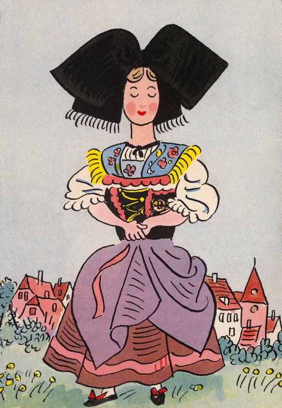 Szalone kostiumy Waltera Triera: Alzacja, Francja (kolorowa litografia) autorstwa Walter Trier