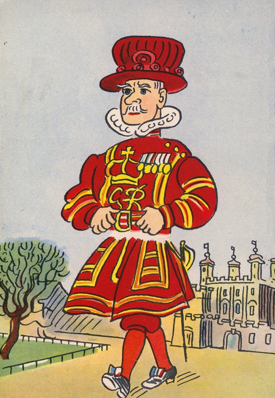 Szalone kostiumy Waltera Triera: Anglia, Beefeater (kolorowa litografia) autorstwa Walter Trier