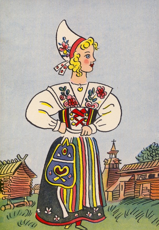 Szalone kostiumy Waltera Triera: Szwecja (kolorowa litografia) autorstwa Walter Trier