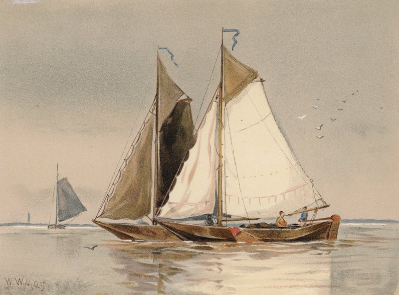 Dutch Bottlers on the Scheldt (kolorowa litografia) autorstwa Walter William May