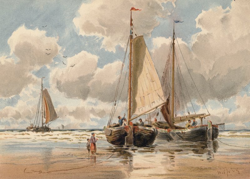 Dutch Pinks at Low Water (kolorowa litografia) autorstwa Walter William May
