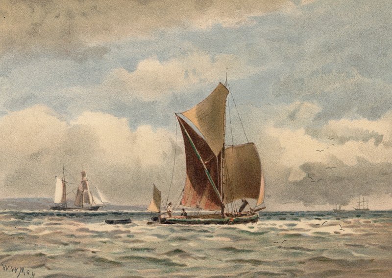 Ujście Tamizy (kolorowa litografia) autorstwa Walter William May
