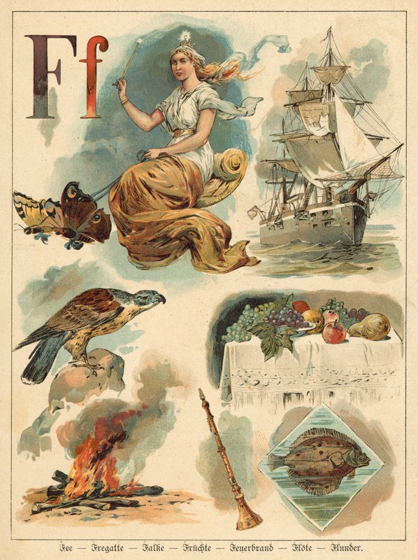 Litera F (chromolitho) autorstwa Walter Zweigle