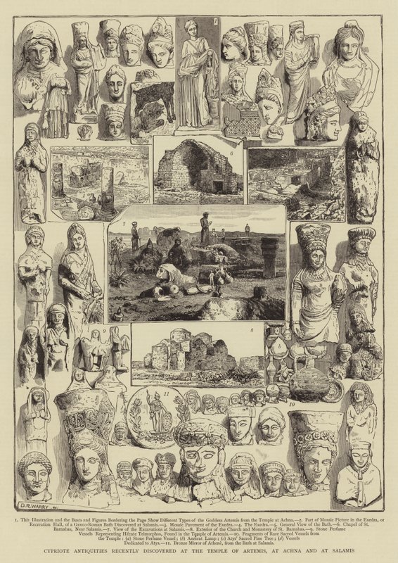 Cyprian Antiquities niedawno odkryte w świątyni Artemidy, w Achna i Salamis autorstwa Warry