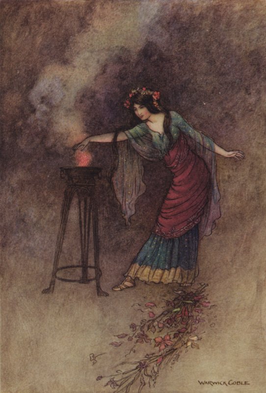 Geoffrey Chaucer, legenda dobrych kobiet autorstwa Warwick Goble
