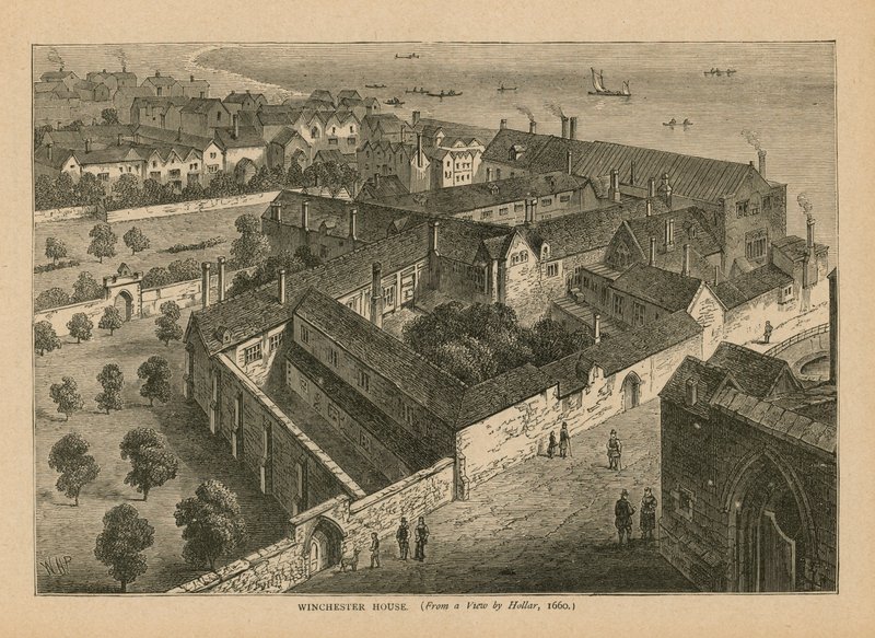Widok z lotu ptaka na dom Winchester autorstwa Wenceslaus Hollar