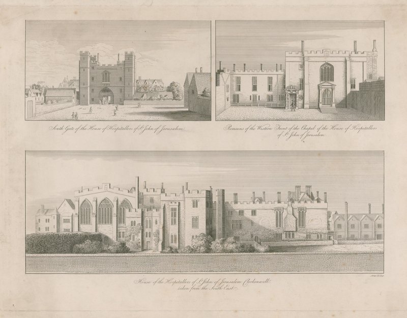 Dom joannitów św Jana Jerozolimskiego, Clerkenwell autorstwa Wenceslaus Hollar