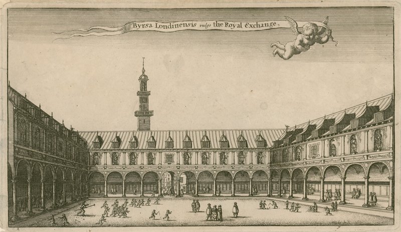 Wnętrze Royal Exchange, Londyn autorstwa Wenceslaus Hollar