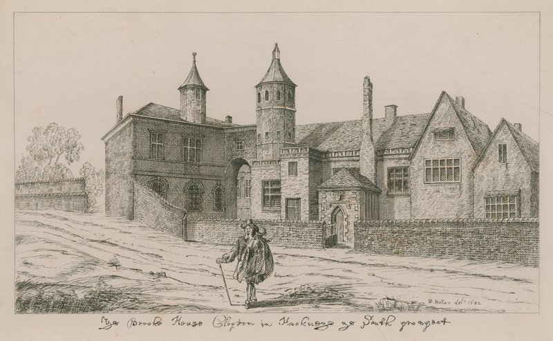 Brooke House, Clopton w Hackney, południowy aspekt autorstwa Wenceslaus Hollar