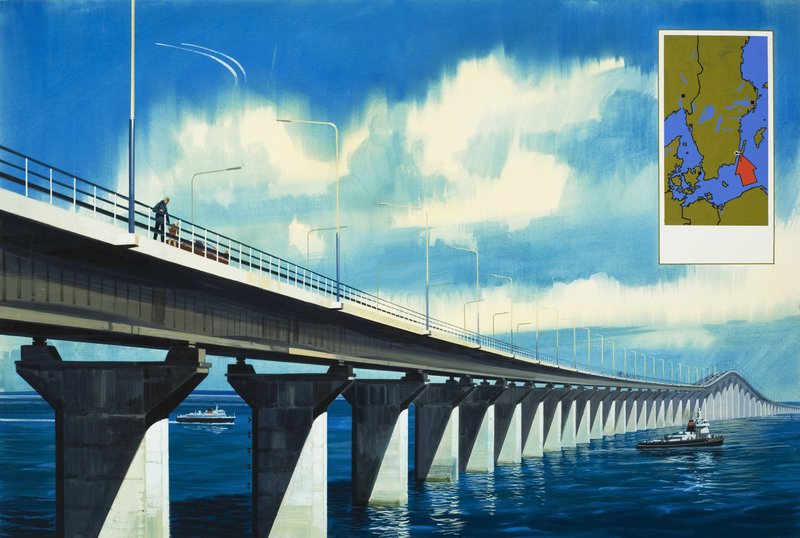 Most nad cieśniną Kalmar Sound autorstwa Wilf (20th century) Hardy