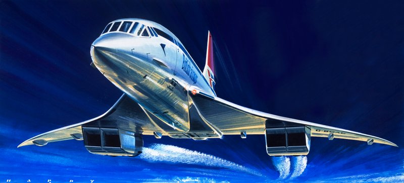 Concorde (gwasz na papierze) autorstwa Wilf (20th century) Hardy