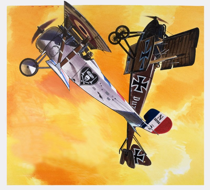 Walczący Francuz, z "Into the Blue" (gwasz na papierze) autorstwa Wilf (20th century) Hardy