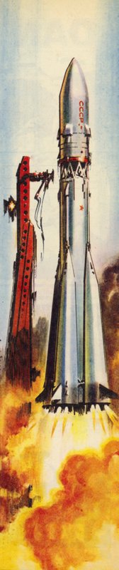 Wostok 6 przy starcie (kolorowa litografia) autorstwa Wilf (20th century) Hardy