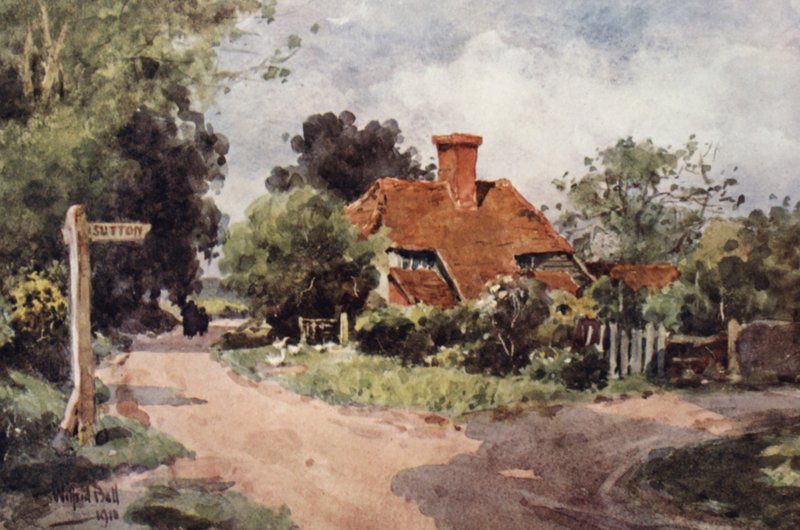 Nearing Sutton (kolorowa litografia) autorstwa Wilfrid Williams Ball