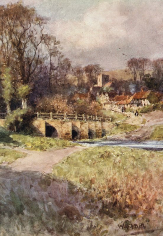 Widok na wioskę Sutton (kolorowa litografia) autorstwa Wilfrid Williams Ball