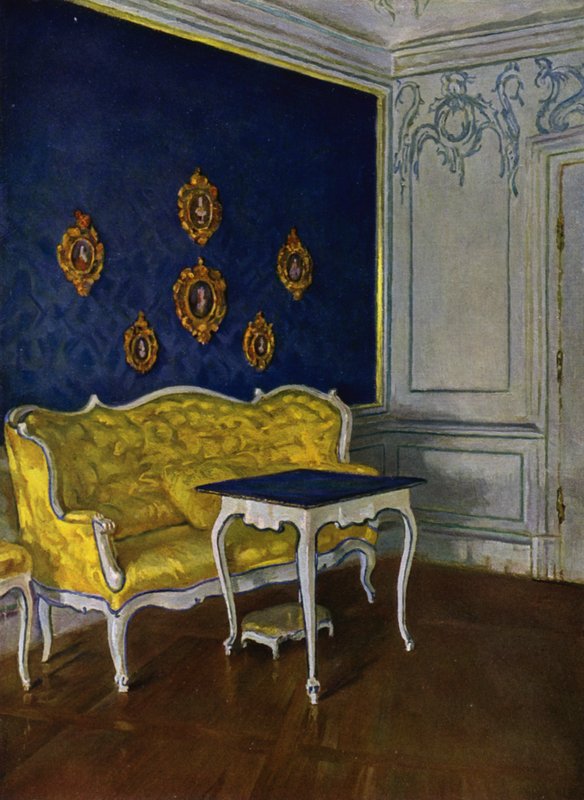 Salon Niebieski w Zamku Weikersheim, Wirtembergia, dekoracja rokokowa, ok. 1740 autorstwa Wilhelm Beckmann
