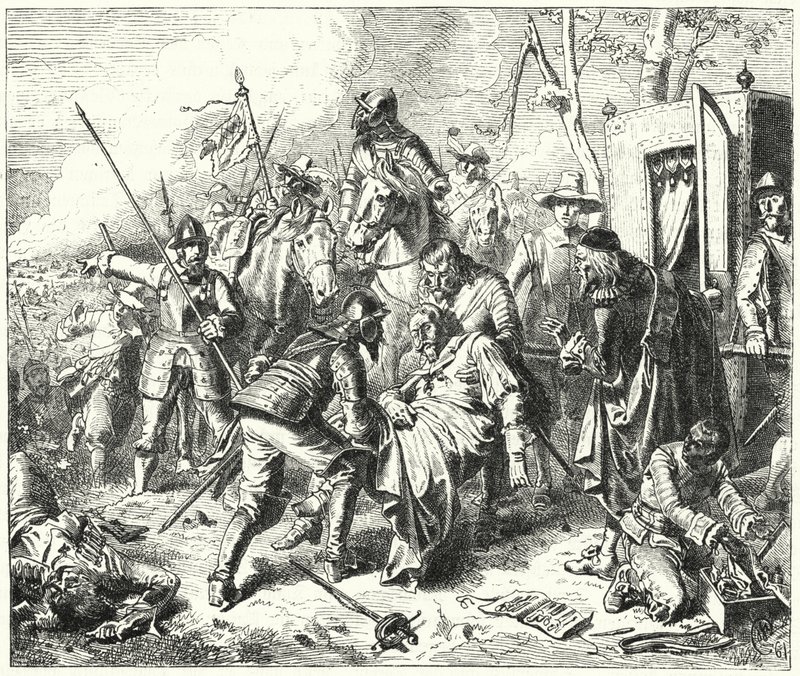 Hrabia Tilly śmiertelnie ranny w bitwie pod deszczem, 1632 autorstwa Wilhelm Camphausen