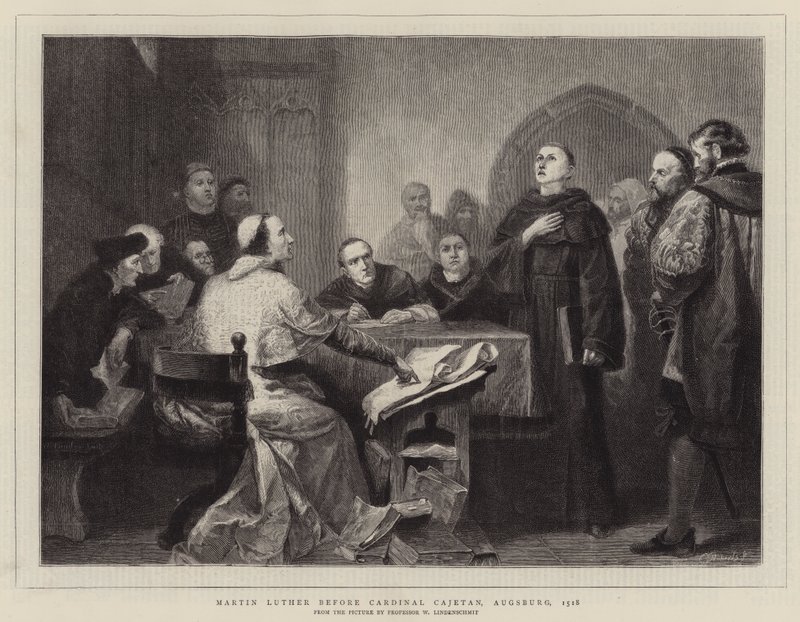 Marcin Luter przed kardynałem Kajetanem, Augsburg, 1518 autorstwa Wilhelm von, II Lindenschmit