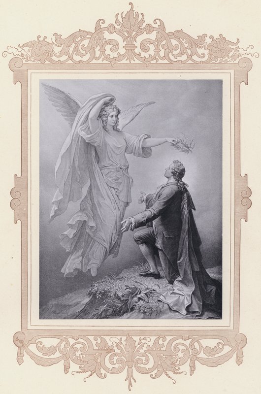 Muza Goethego, Zueignung (lito) autorstwa Wilhelm von (after) Kaulbach