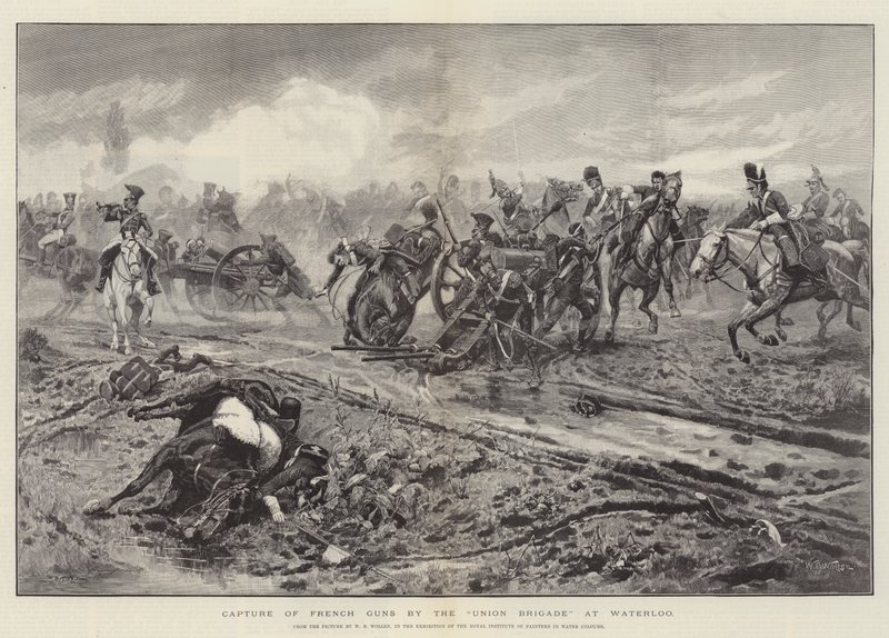 Zdobycie broni francuskiej przez Brygadę Unii pod Waterloo autorstwa William Barnes Wollen