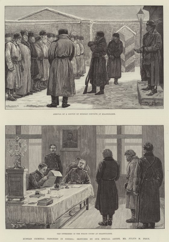 Rosyjscy więźniowie kryminalni na Syberii autorstwa William Barnes Wollen