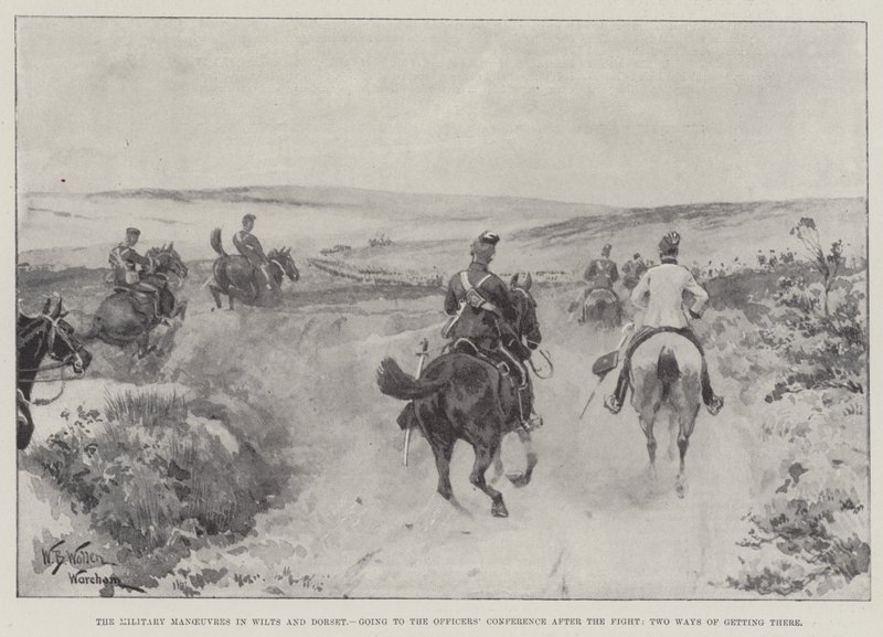 Manewry wojskowe w Wilts i Dorset, wyjazd na konferencję oficerską po walce, dwa sposoby dotarcia na miejsce autorstwa William Barnes Wollen
