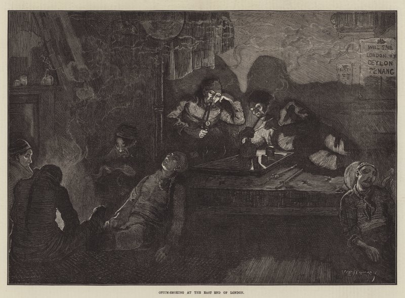 Palenie opium na East End w Londynie autorstwa William Bazett Murray