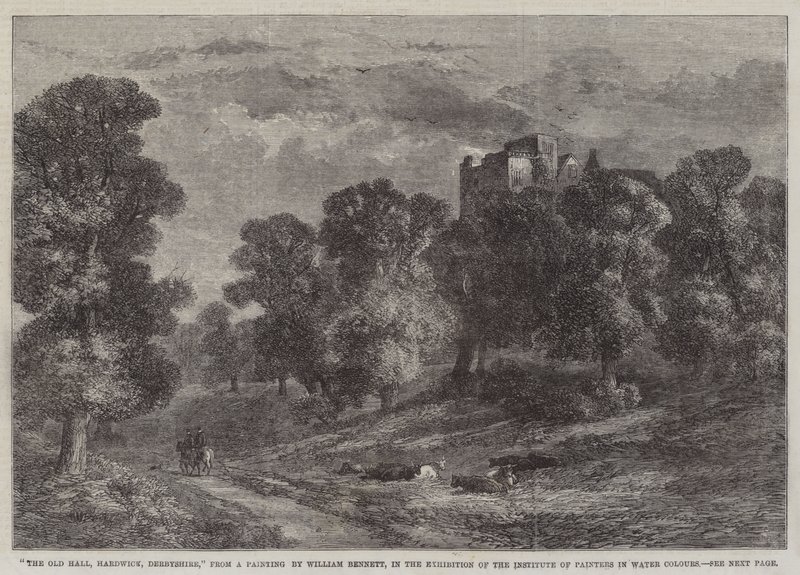 Old Hall, Hardwick, Derbyshire, na wystawie Instytutu Malarzy w Farbach Wodnych autorstwa William James Bennett