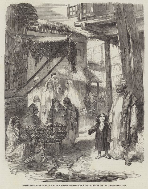 Bazar Warzywny w Sirinagur, Cashmere autorstwa William Carpenter
