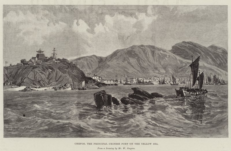 Chefoo, główny chiński port na Morzu Żółtym autorstwa William Crimea Simpson