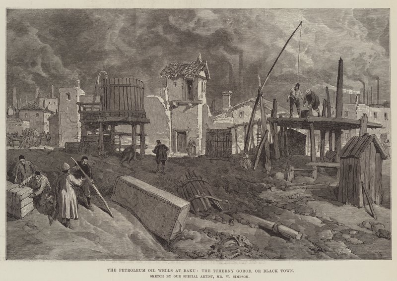Odwierty naftowe w Baku, Tcherny Gorod, czyli Czarne Miasto autorstwa William Crimea Simpson