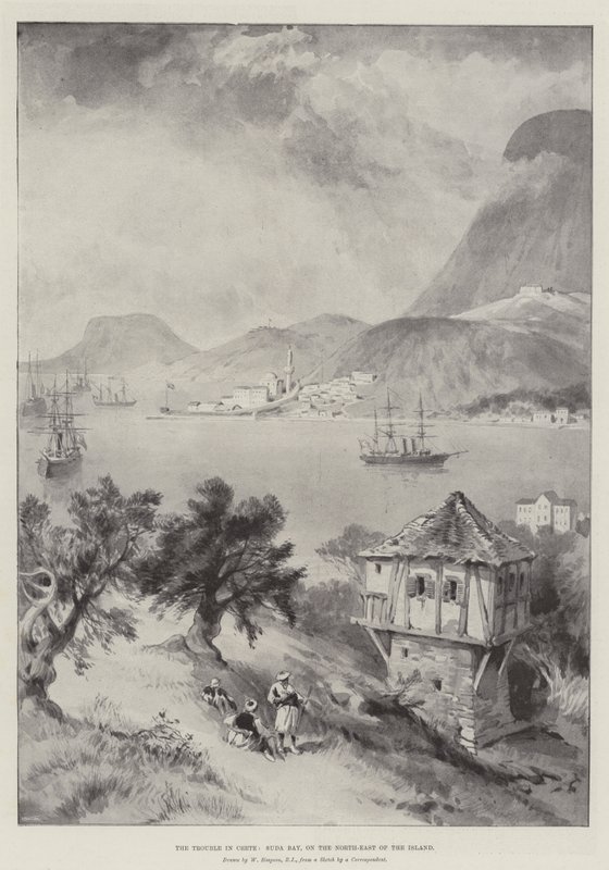 Kłopoty na Krecie, Zatoka Suda, na północnym wschodzie wyspy autorstwa William Crimea Simpson