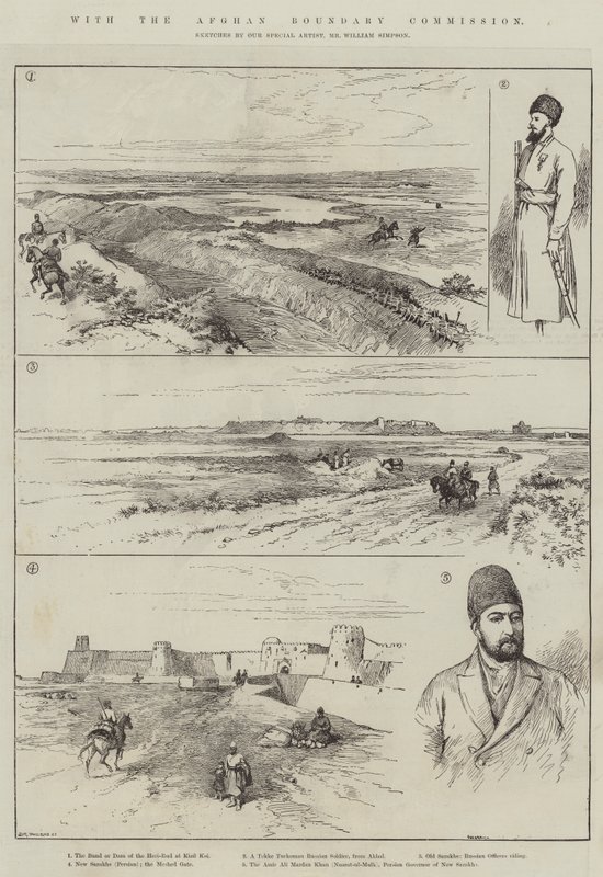 Z Afgańską Komisją Graniczną autorstwa William Crimea Simpson
