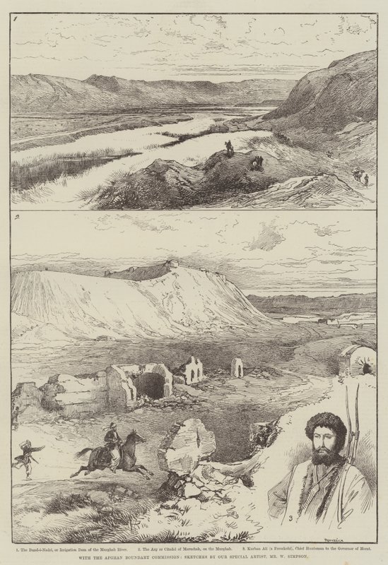 Z Afgańską Komisją Graniczną autorstwa William Crimea Simpson