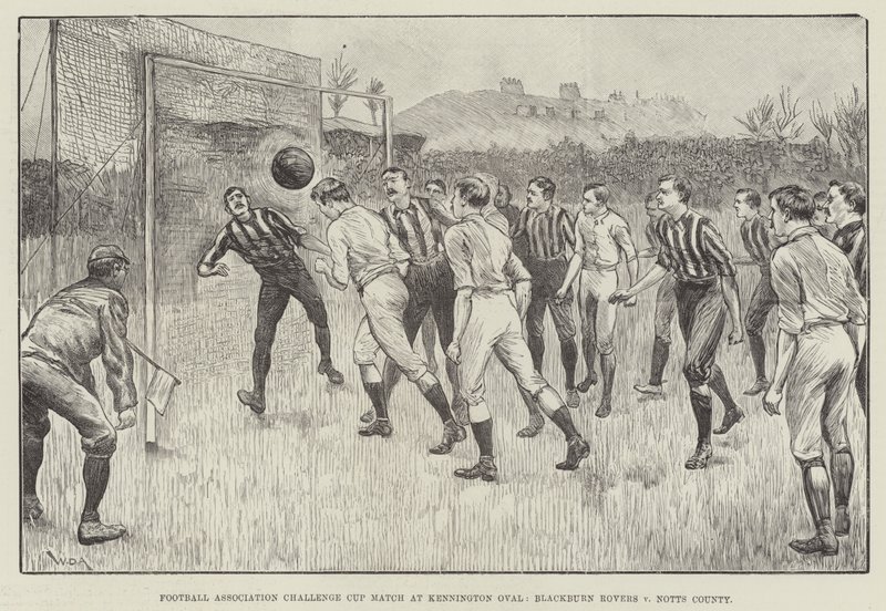 Football Association Challenge Cup Match w Kennington Oval, Blackburn Rovers v Notts County autorstwa William Douglas Almond