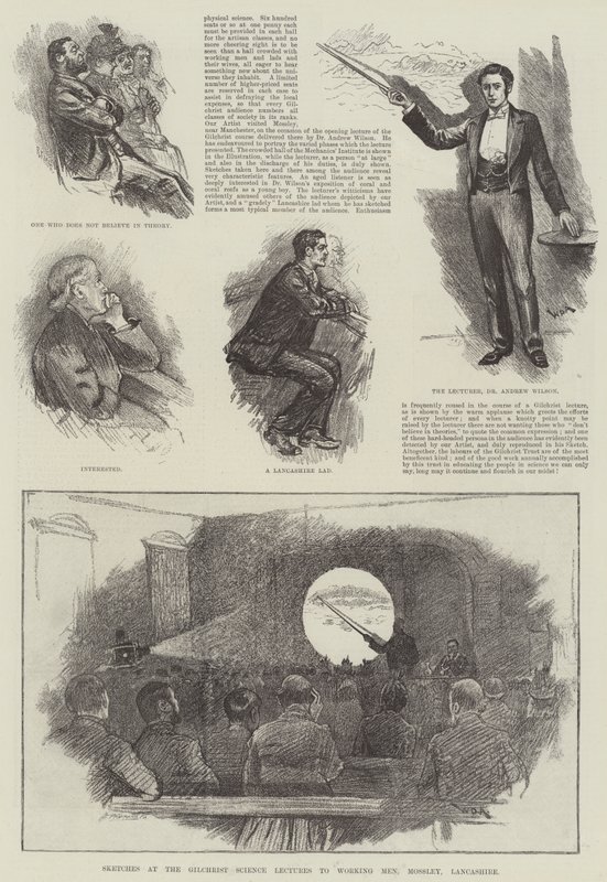 Szkice na wykładach naukowych Gilchrist dla pracujących mężczyzn, Mossley, Lancashire autorstwa William Douglas Almond
